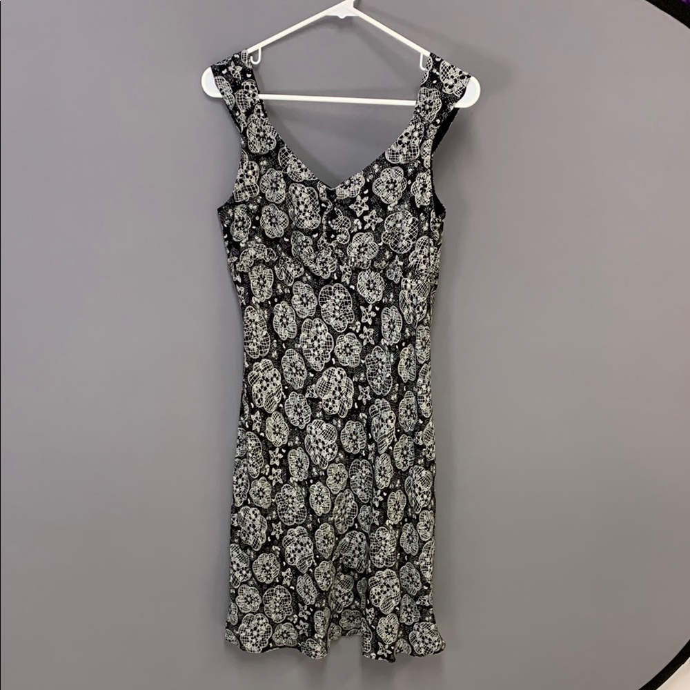 Elegant Black and White Floral Dress